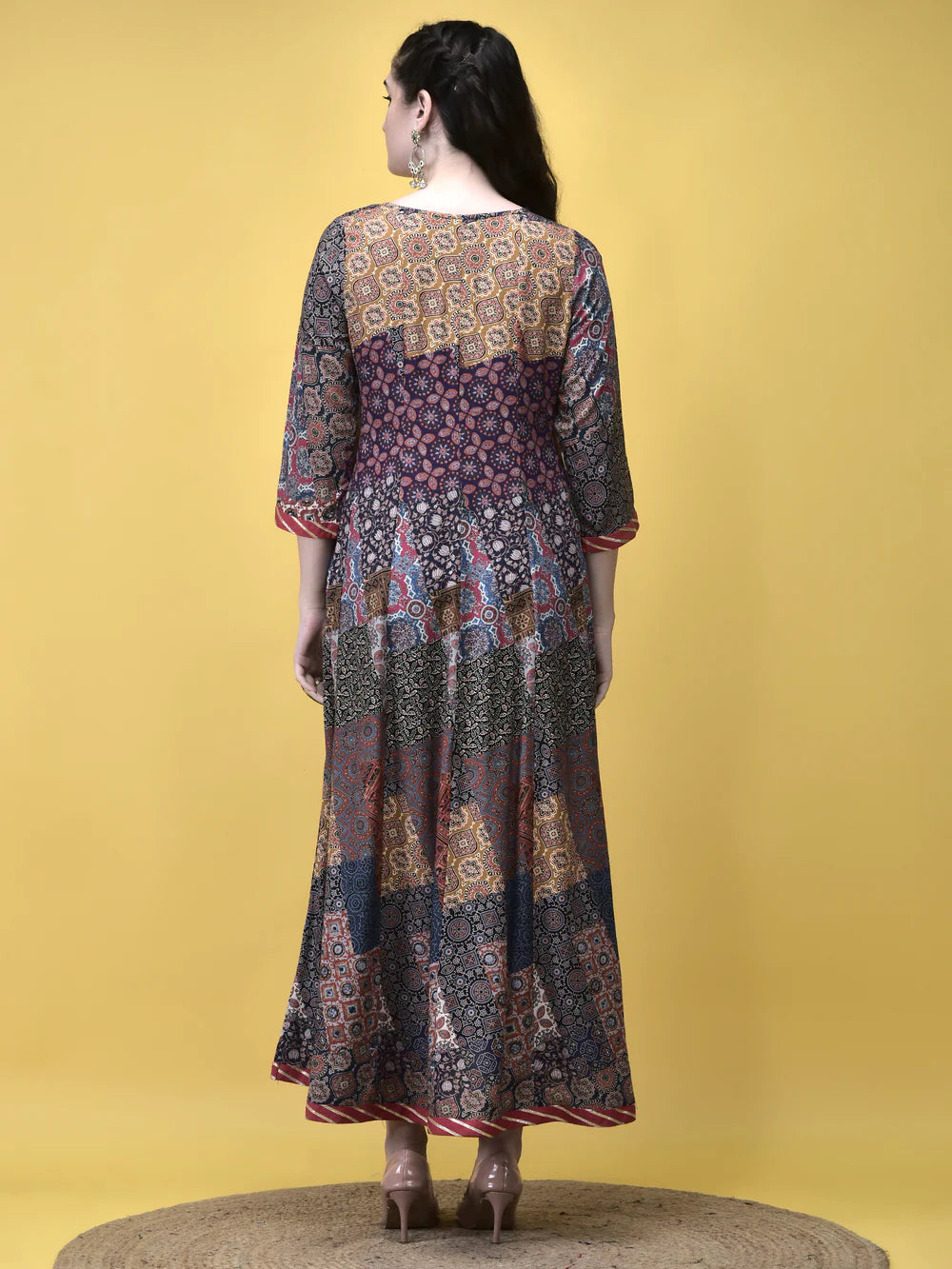 Women Liva Multicolor Ajrakh Print Dress